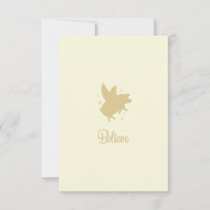 Flying Pig Believe Flat Note Card