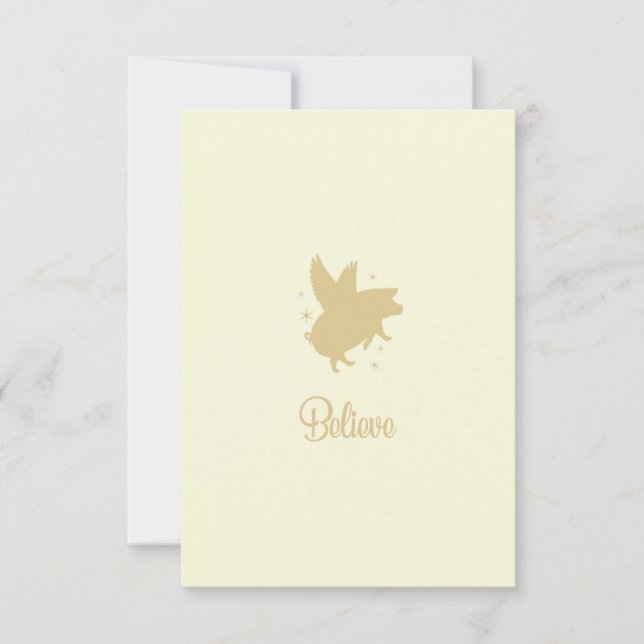 Flying Pig Believe Flat Note Card (Front)