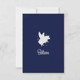 Flying Pig Believe Flat Note Card