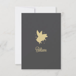 Flying Pig Believe Flat Note Card