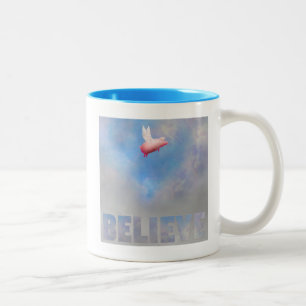 Flying Pig-Believe Two-Tone Coffee Mug