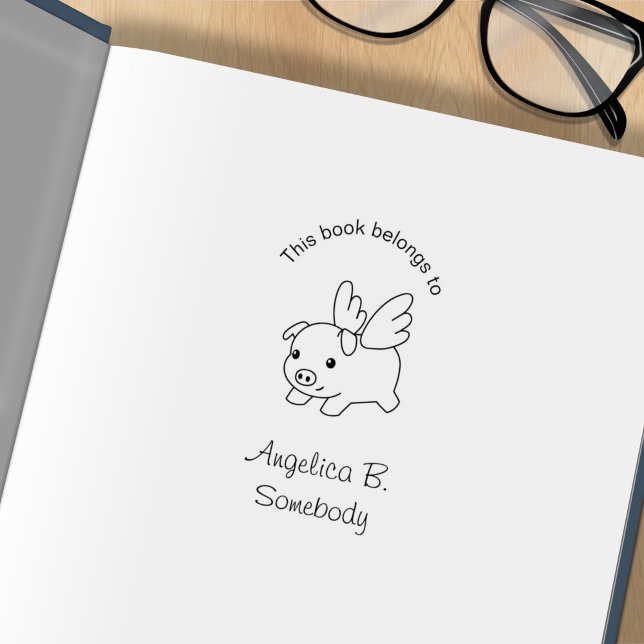 Flying Pig Bookplate Rubber Stamp (Creator Uploaded)
