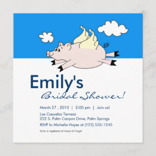 Flying Pig Bridal Shower Invitation