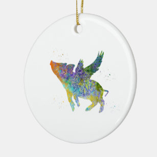 Flying Pig Ceramic Ornament