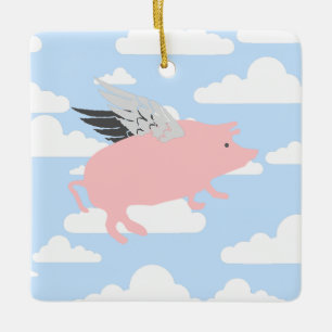 Flying Pig Ceramic Ornament