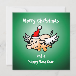 Flying Pig Christmas Card