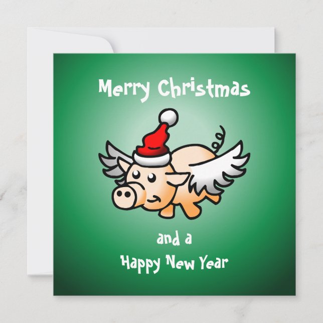 Flying Pig Christmas Card (Front)