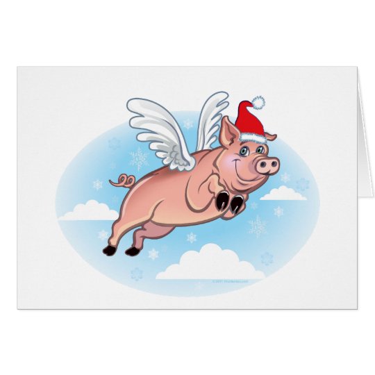 Flying Pig Christmas Card
