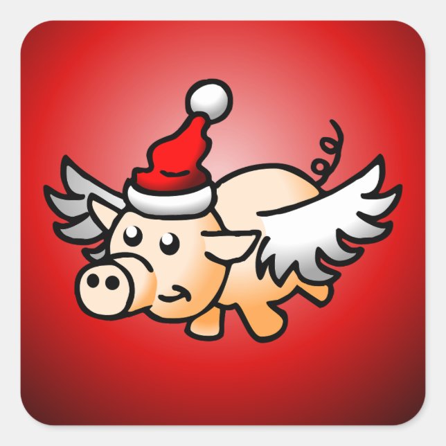 Flying Pig Christmas Classic Square Sticker (Front)