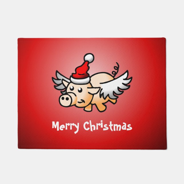 Flying Pig Christmas Doormat (Front)