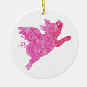 Flying Pig, Christmas Ornament, Pig Ceramic Ornament