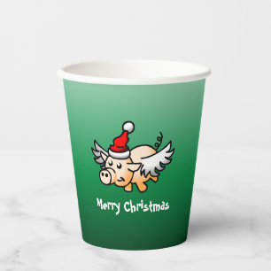 Flying Pig Christmas Paper Cups