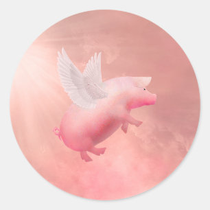 Flying Pig Classic Round Sticker