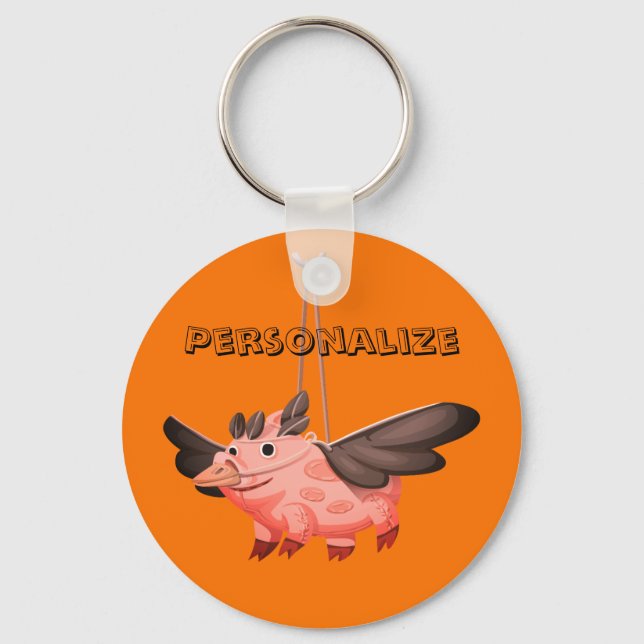 Flying pig crow costume fall cute autumn keychain (Front)