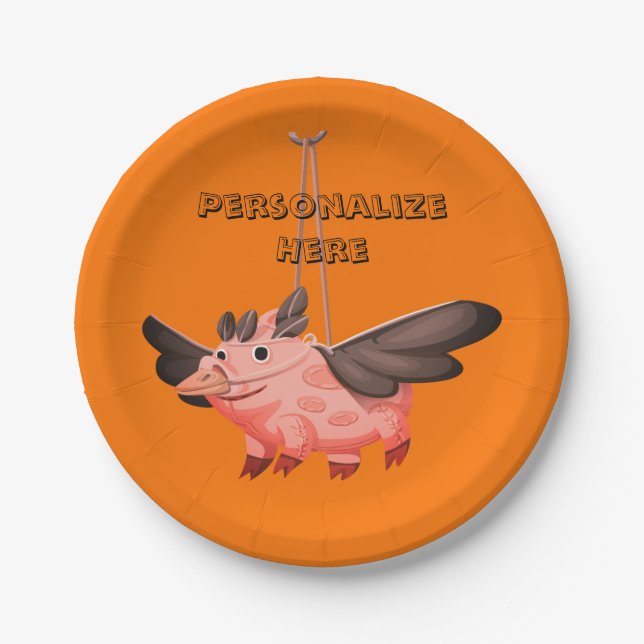 Flying pig crow costume fall cute autumn paper plate (Front)