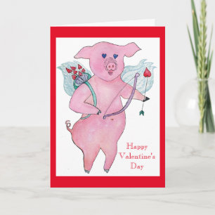 Flying Pig , cupig Valentine card