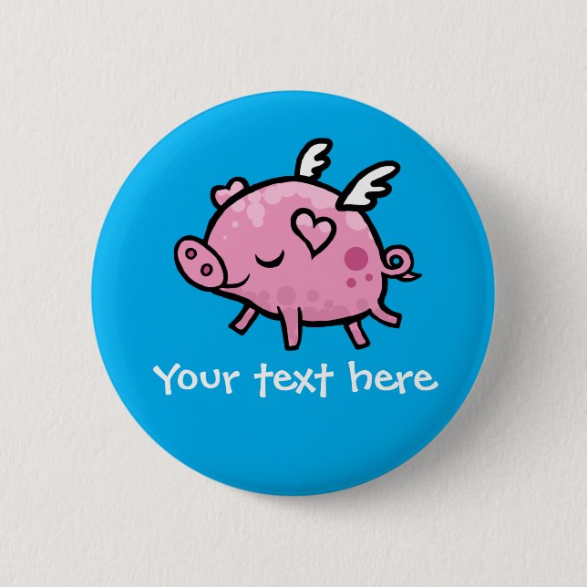 Flying pig customizable button badge (Front)