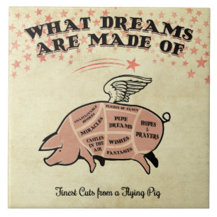 Flying Pig Cut Diagram Tile