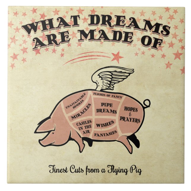 Flying Pig Cut Diagram Tile (Front)
