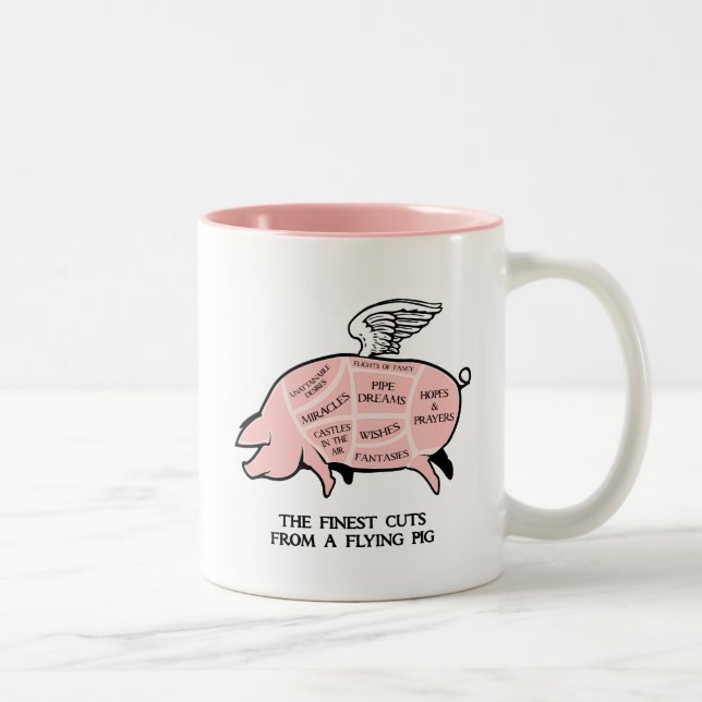 Flying Pig Cut Diagram Two-Tone Coffee Mug (Right)