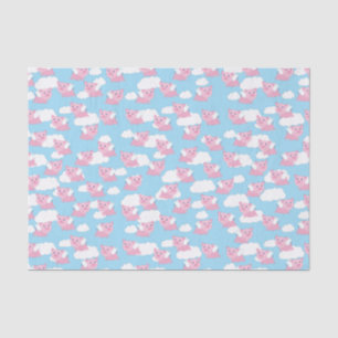 Flying Pig Cute 1st Birthday Party Tissue Paper