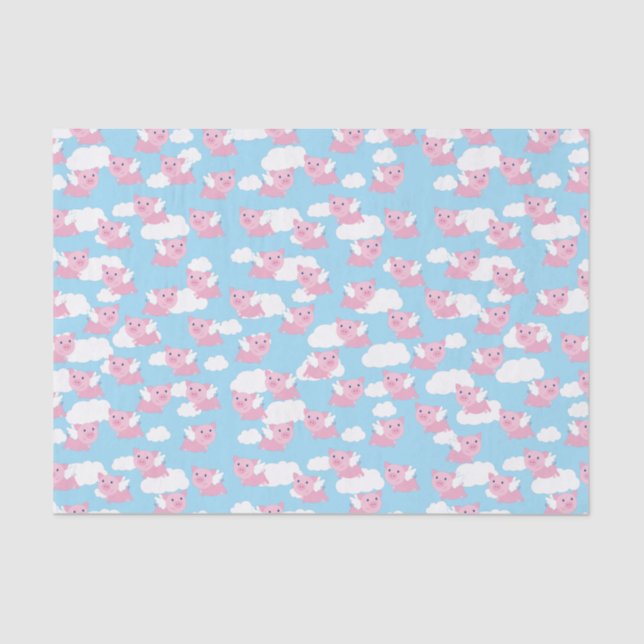 Flying Pig Cute 1st Birthday Party Tissue Paper (Front)