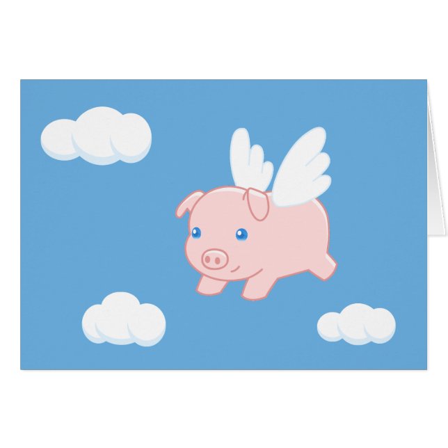 Flying Pig - Cute Piglet with Wings (Front Horizontal)