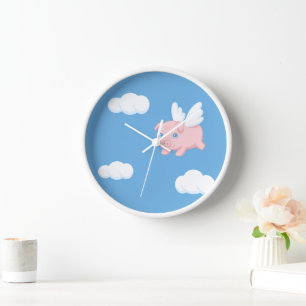 Flying Pig - Cute Piglet with Wings Clock