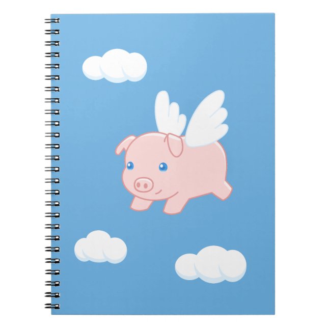 Flying Pig - Cute Piglet with Wings Notebook (Front)
