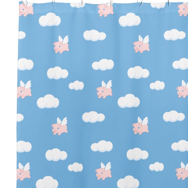 Flying Pig Cute Piglet with Wings on Blue Pattern (Creator Uploaded)