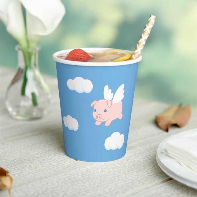 Flying Pig - Cute Piglet with Wings Paper Cups (Insitu)