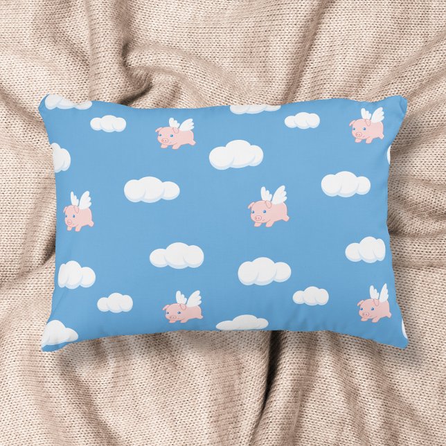 Flying Pig Cute Piglet with Wings Pattern Accent Pillow (Creator Uploaded)