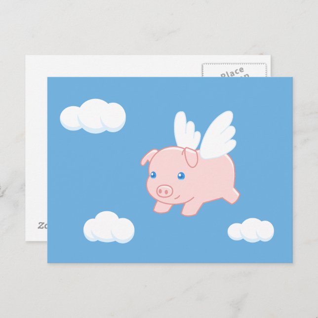 Flying Pig - Cute Piglet with Wings Postcard (Front/Back)