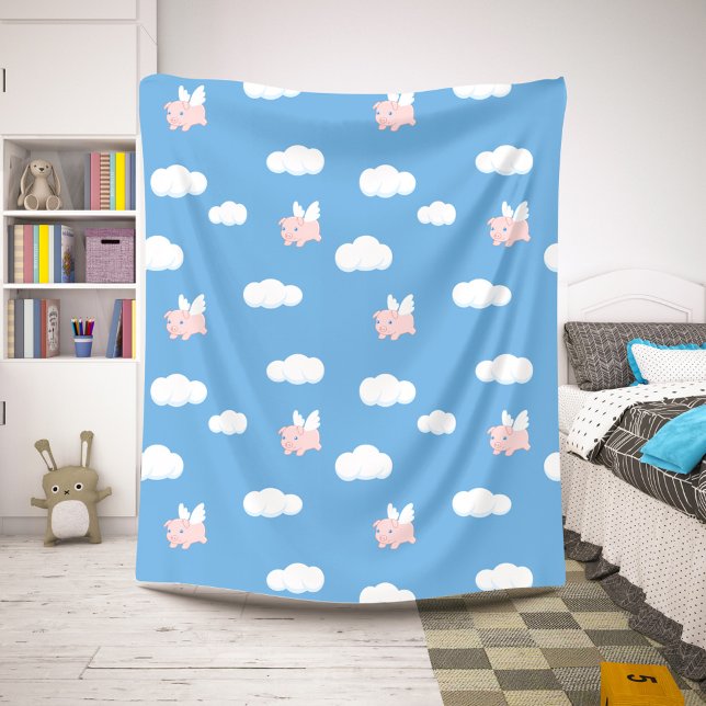 Flying Pig - Cute Piglet with Wings Sherpa Blanket (Creator Uploaded)