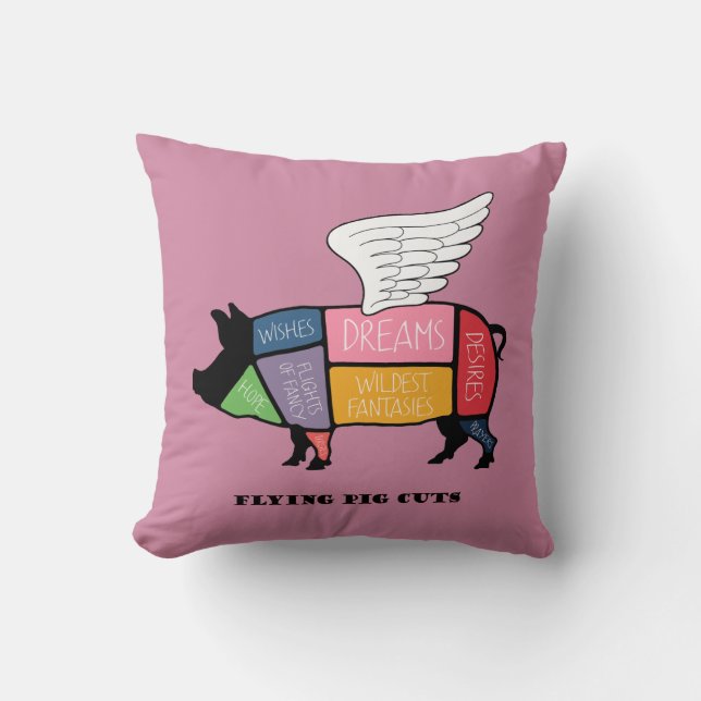 flying pig cuts throw pillow (Front)