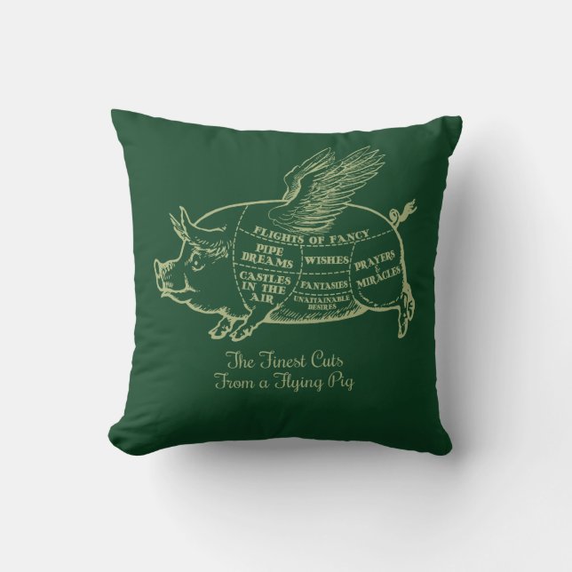 Flying Pig Cuts Throw Pillow (Front)