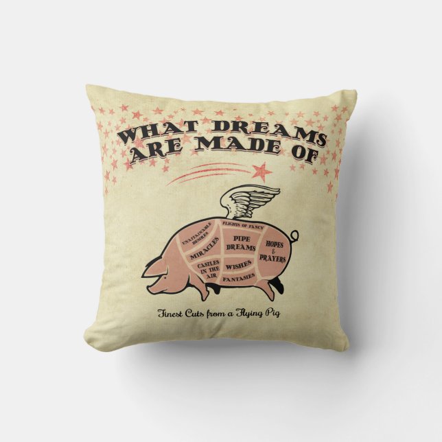 Flying Pig Cuts Throw Pillow (Front)