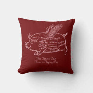 Flying Pig Cuts Throw Pillow