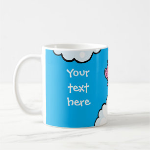 Flying pig dances on clouds customizable mug