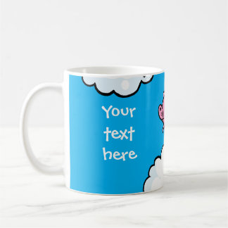 Flying pig dances on clouds customizable mug