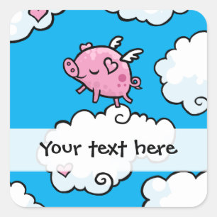 Flying pig dances on clouds customizable sticker