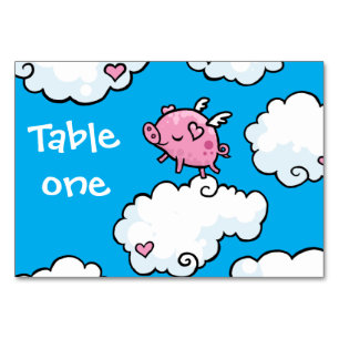 Flying Pig Dances on Clouds Customizable Table Number
