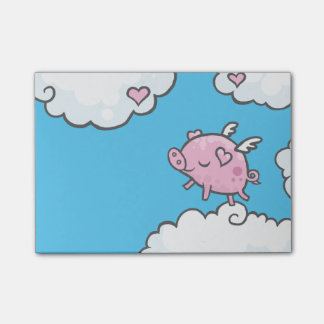 Flying pig dances on clouds note