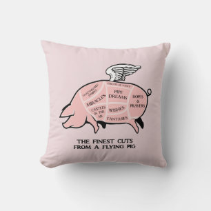 Flying Pig Diagram Throw Pillow