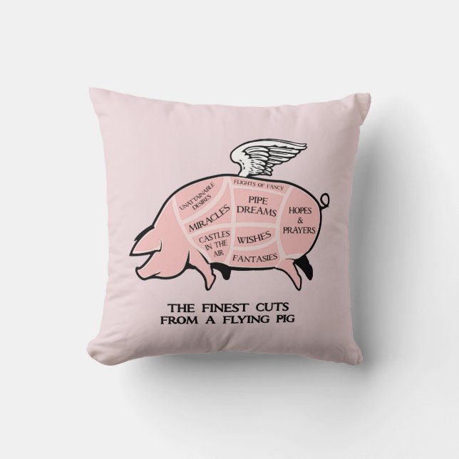 Flying Pig Diagram Throw Pillow (Front)