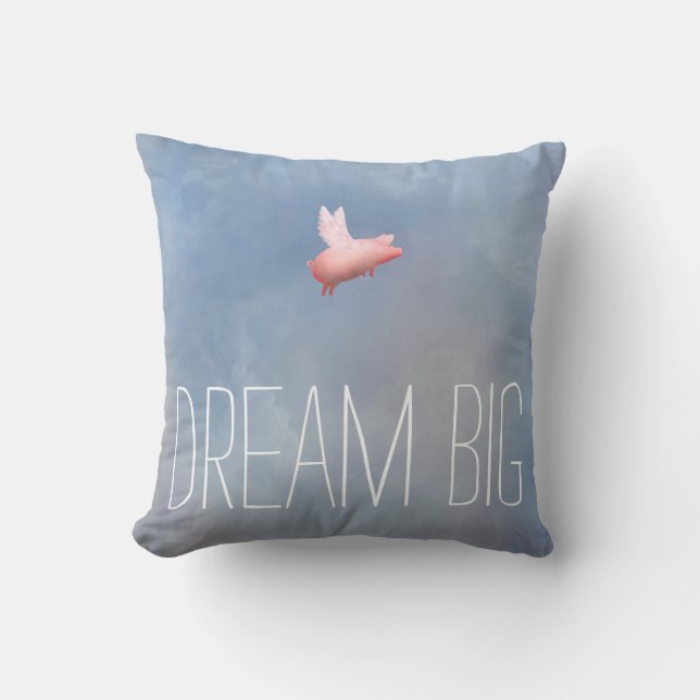 Flying Pig Dream Big Pillow (Front)