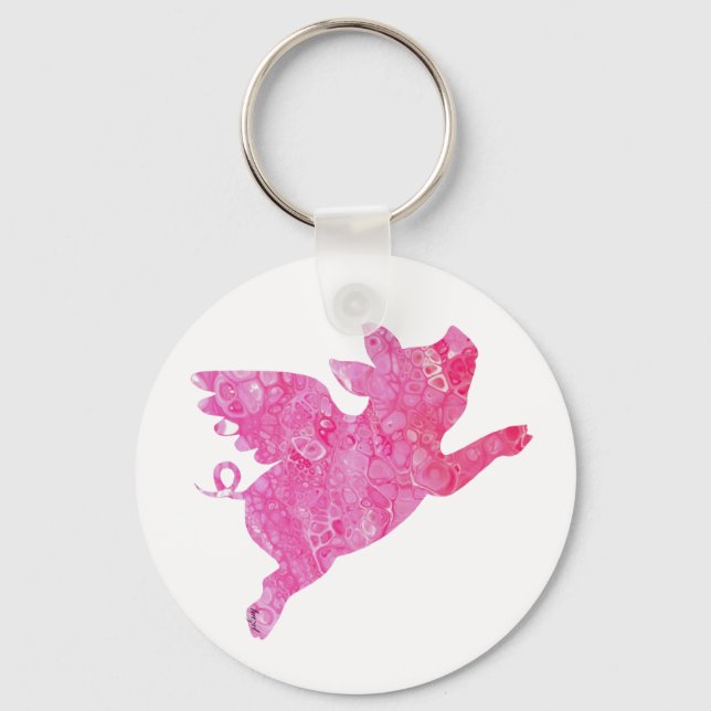 Flying Pig Gifts, When pigs fly, Flying Pig, Pig, Keychain (Front)