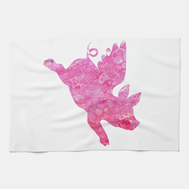 Flying Pig Gifts, When pigs fly, Flying Pig,Pig Kitchen Towel (Horizontal)