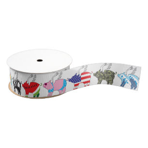 Flying pig grosgrain ribbon