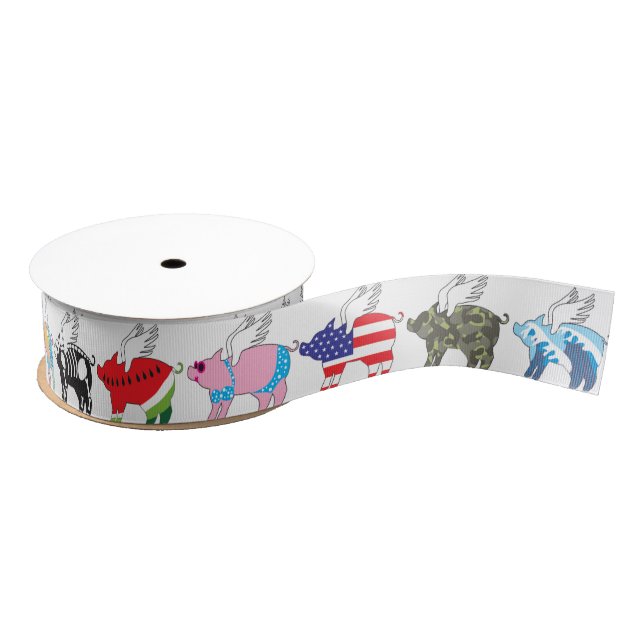 Flying pig grosgrain ribbon (Spool)